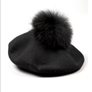 Black Beret with Pom Pom